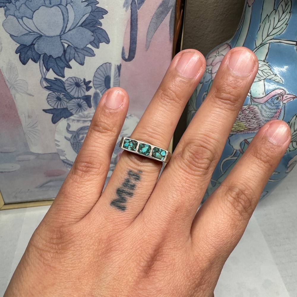 Silver ring inlay turquoise